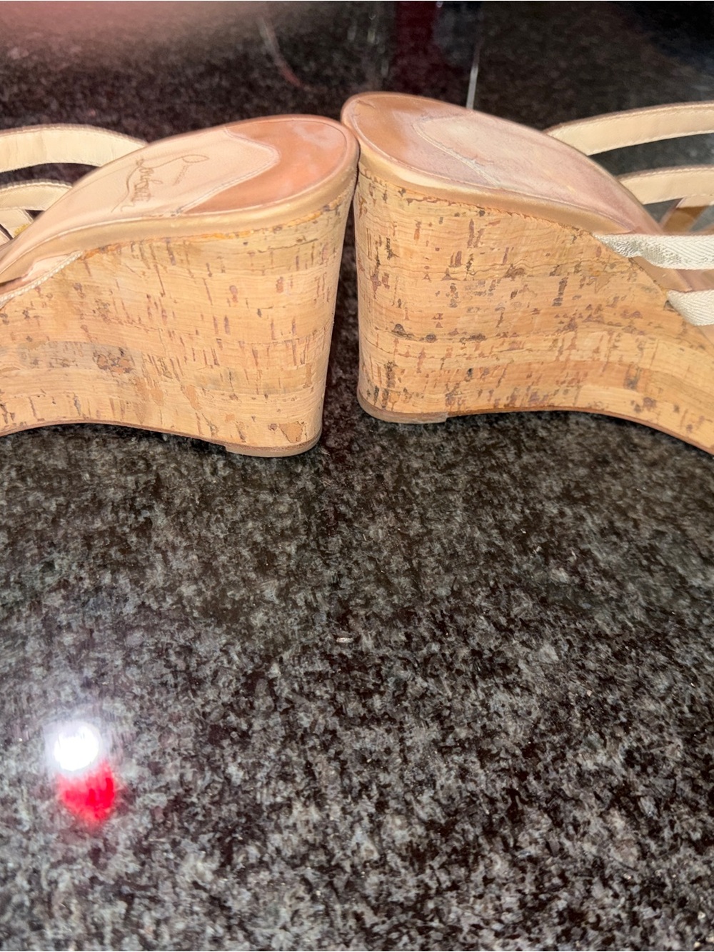 Christian Louboutin Beige Woven Strappy Sandals - Picture 2 of 5